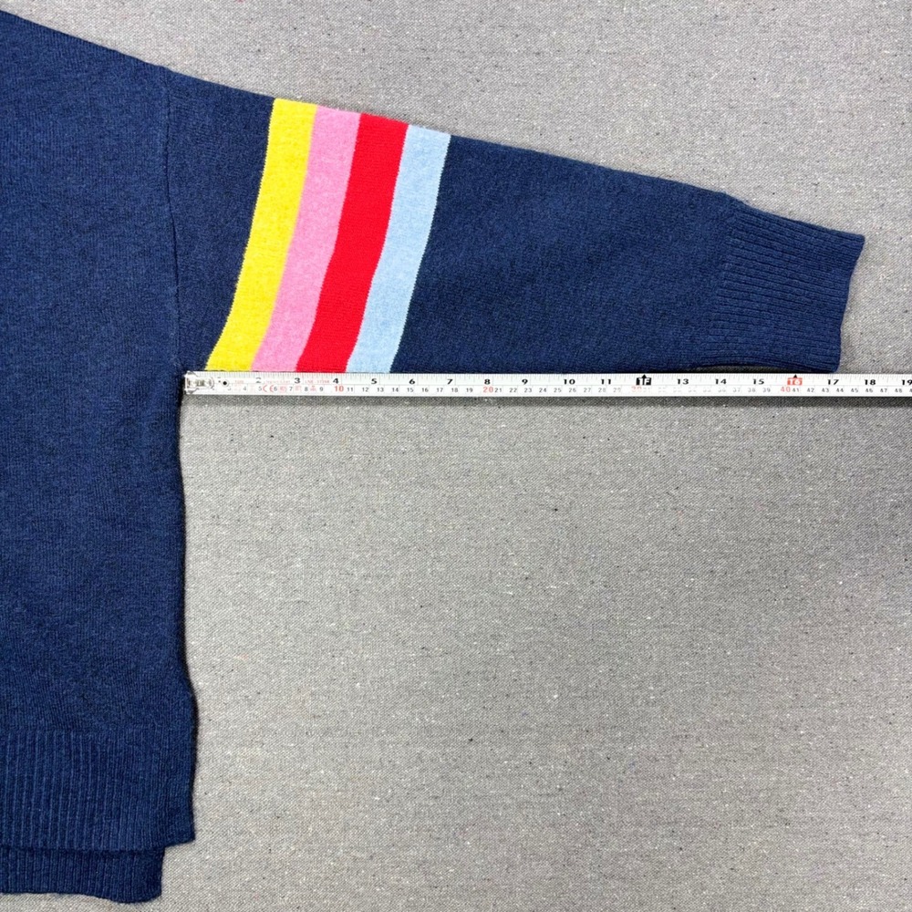 Levi's Sweater Women L Blue Rainbow Stripe Sleeve Crewneck Oversized Pullover - Picture 6 of 6